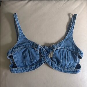 SHEIN Blue Bustier Crop Top with Cut Out Design